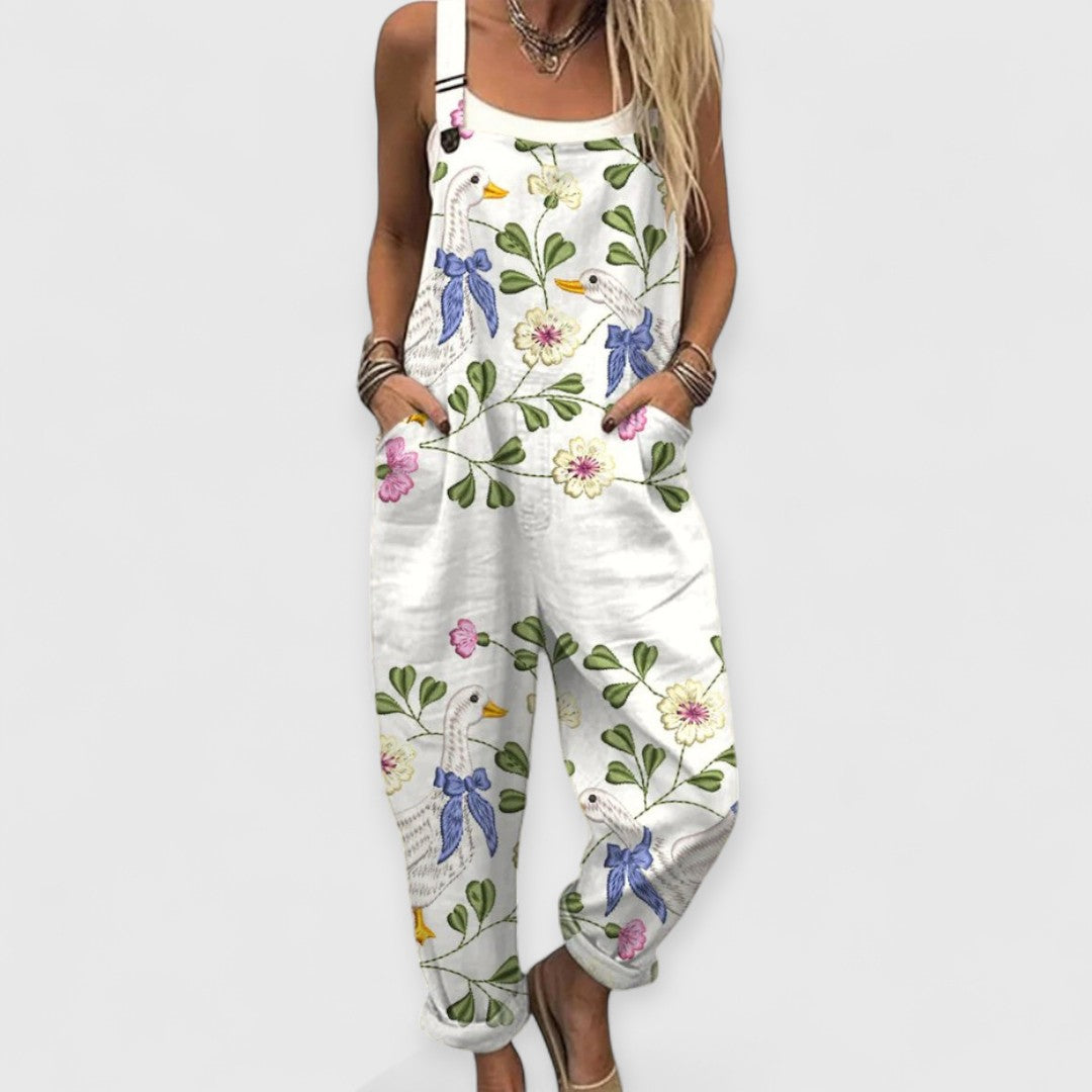 Nessa | Floral Duck Dungarees