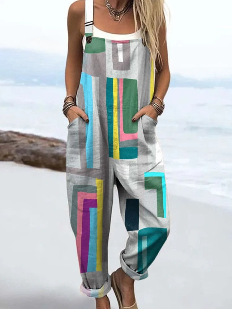 Kathleen | Graphic Block Dungarees